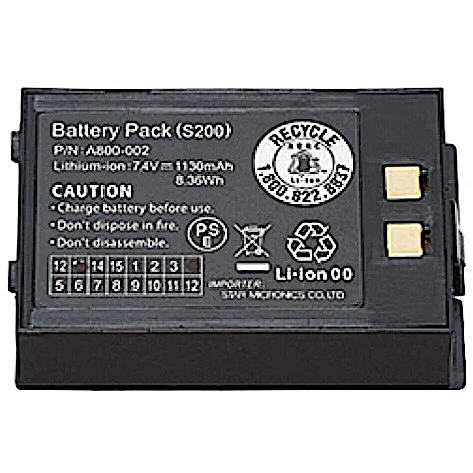 [Battery Pack (S200)、P/N:A800-002]スター精密 SM-S210i、SM-S210i2 他 モバイルレシートプリンター バッテリーセル交換